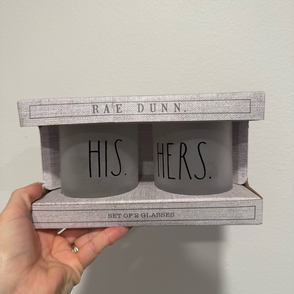 Rae Dunn By Enchante His And Hers Set Of 2 Frosted Glasses - Picture 1 of 3